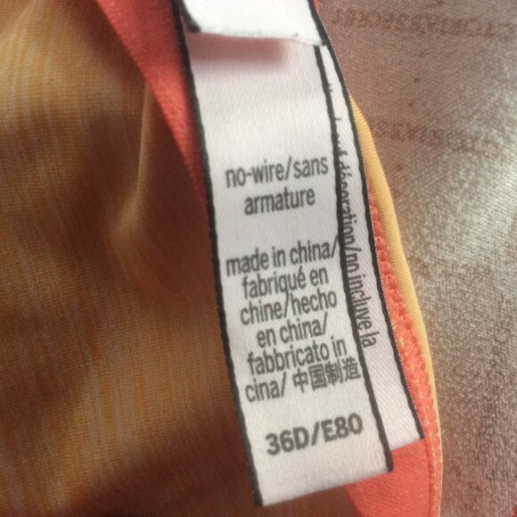 Victoria's Secret No-Wire Multi-way Color Block Orange/White Padded Bra Size 36D - Picture 4 of 8